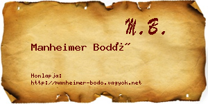 Manheimer Bodó névjegykártya